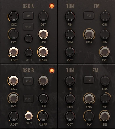 Proclethya dual oscillator controls